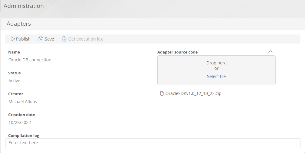 Adapter properties page