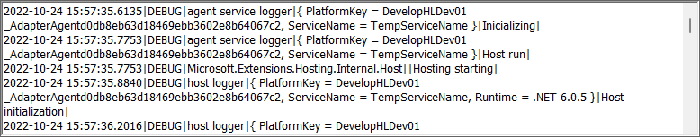 Adapter execution log example
